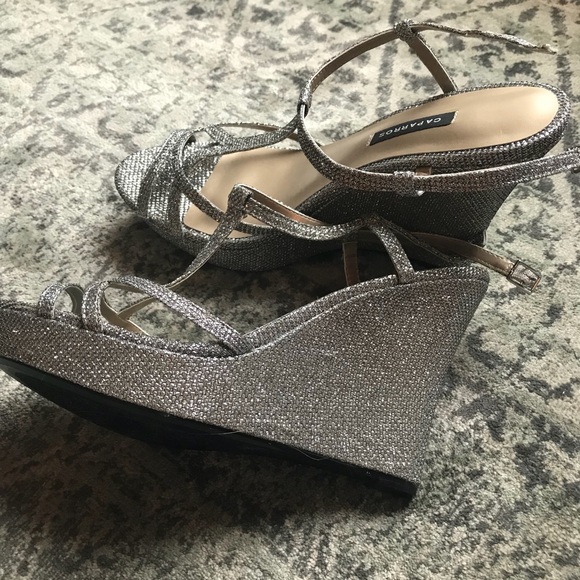 Silver sparkle caparros wedding wedges - Picture 6 of 6